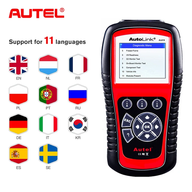 Cheap 100% Original Autel AL619 Autolink ABS/SRS  OBD2 Scanner Car Diagnosic Tool  OBDII Scanner Car Code Reader Scanner Automotive