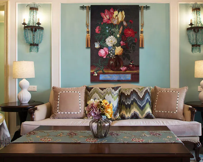 88x140cm High-end Cotton Wall Tapestry Flowers Floral Wall Hanging Carpet Wall Cloth Tapestries tapiz pared