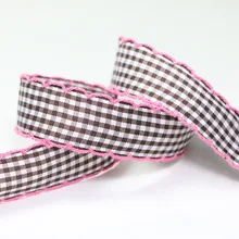 zd201 Wholesale Width 25MM Craft Fabric Tape Weave Edge Tartan Ribbon for Children DIY Headwear, Gift Wrap