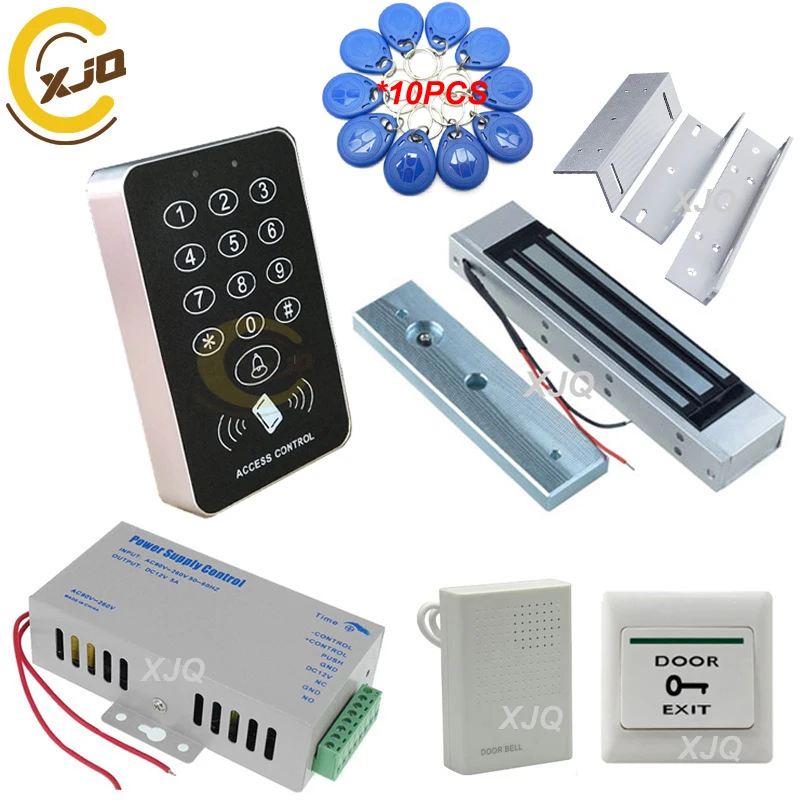 XJQ RFID Клавиатура система контроля допуска к двери комплект Электрический магнитный электронный дверной замок+ блок питания+ 10 шт брелоков полный комплект