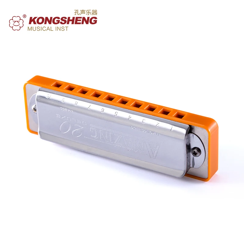 Удивительная оранжевая гармоника KONGSHENG с 10 отверстиями блюз Арпа диатоническая