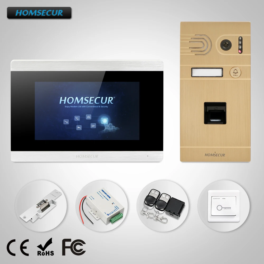 HOMSECUR 7\ Video&Audio Smart Doorbell Intercom with Aluminium Alloy Camera+Motion Detection for Apartment BC061-G + BM715-S