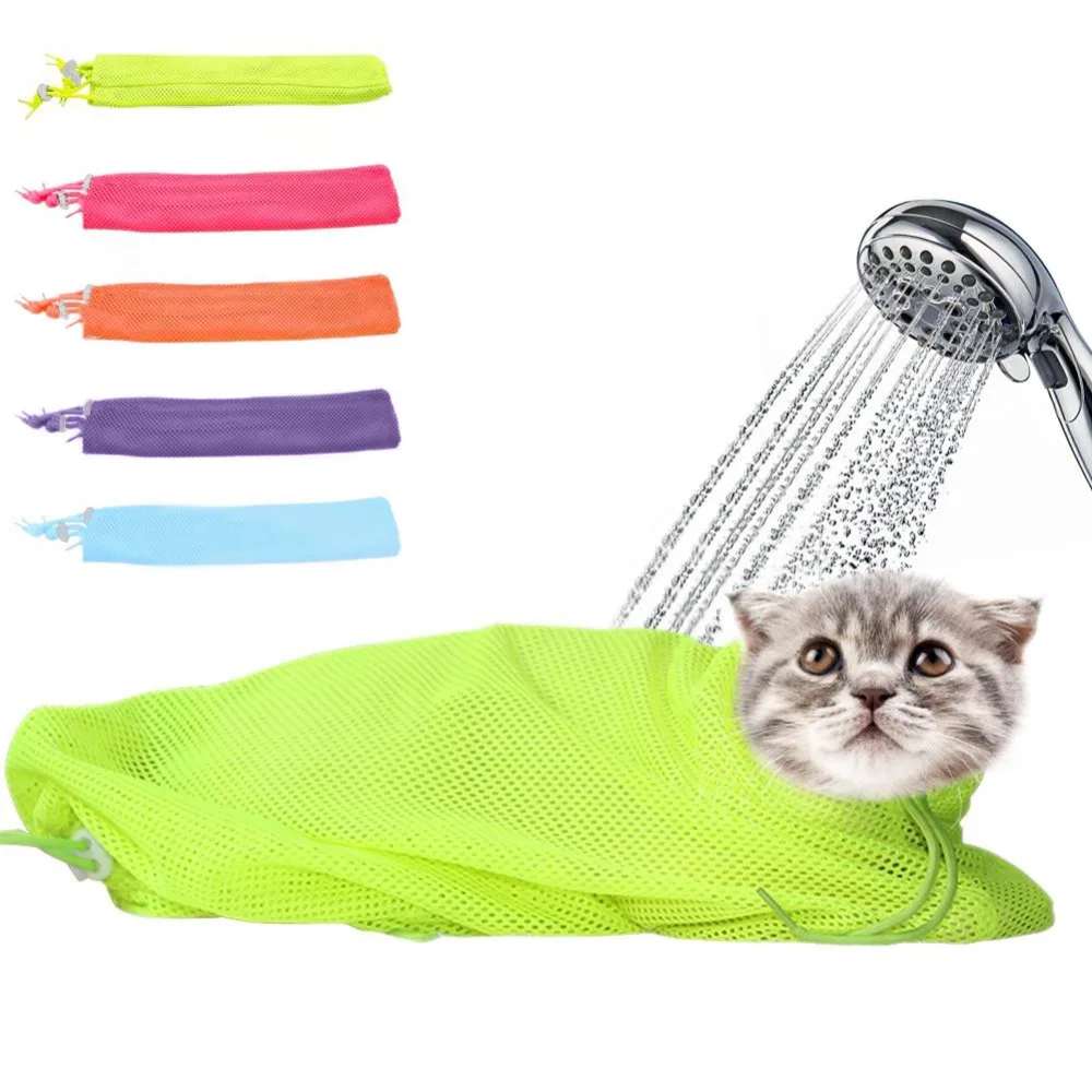 Buy New Mesh Grooming Bathing Bag for Cats No Scratching Convenient Cat Bathing