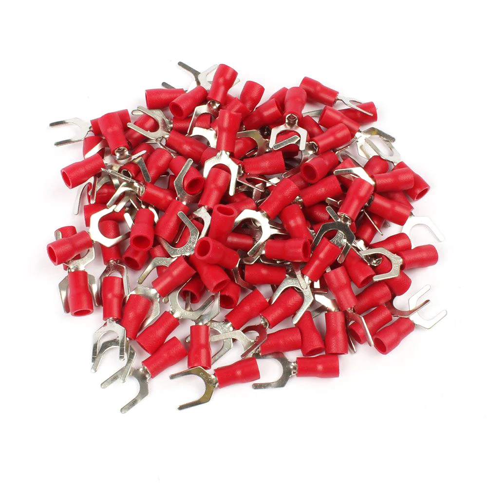 

100PCS SV1.25-6 Red Terminal Cold pressed terminals Cable Wire Connector spade crimp spade terminal connector