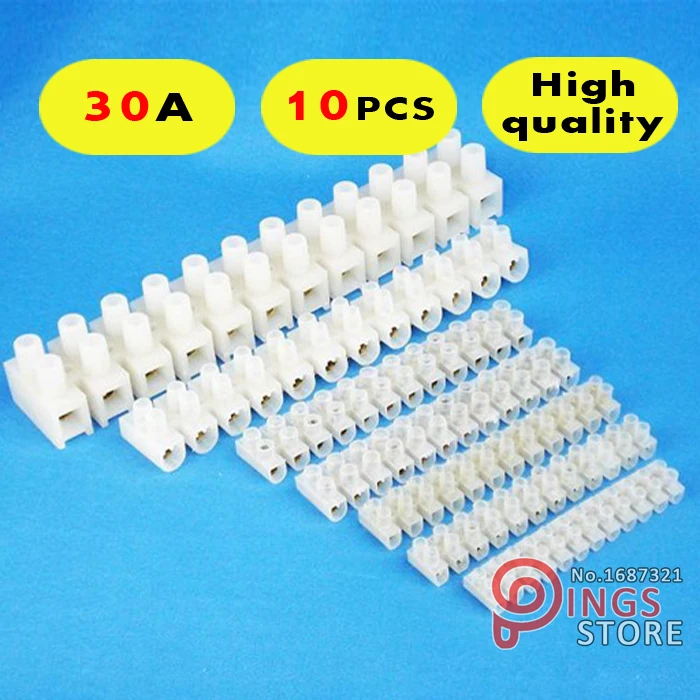10PCS H Type 12 Position Barrier Terminal Strip Block X3 3012 30Ain