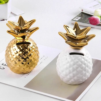 

Creative Pineapple Piggy Bank Money Savings Bank Ceramic Home Decoration Safe Box Save Cans Bank Storage Bottle
