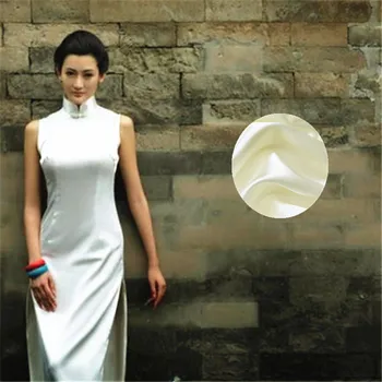 

138 cm stretch white silk fabric 19 momme drape gauze dress shirt silk stretch crepe satin fabric solid color silk fabric