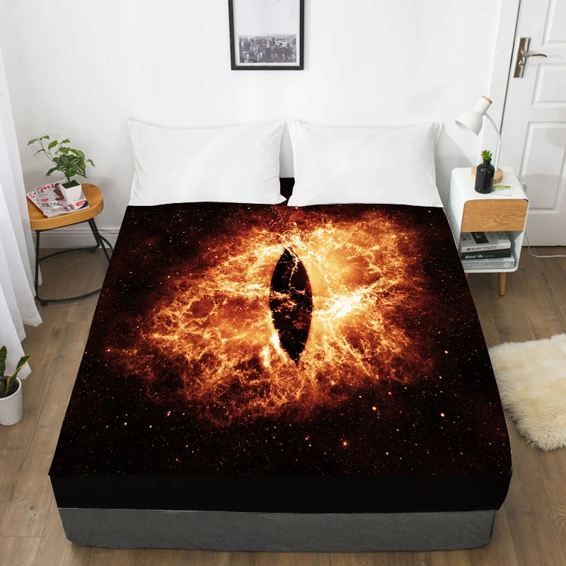 Fitted Sheet 150/180/200/160x200cm,3D HD Digital Print Custom Bed Sheet With Elastic,Mattress Cover Evil Eye in Space,drop ship - Цвет: Magic 01