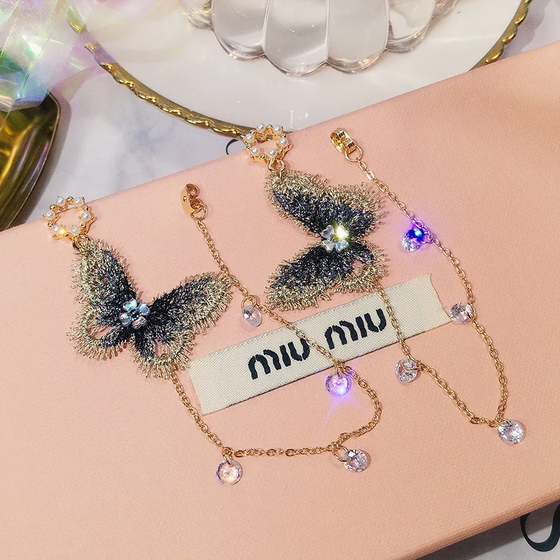 

2019 new brand design fashion super fairy butterfly earrings long tassel earrings simple for women.