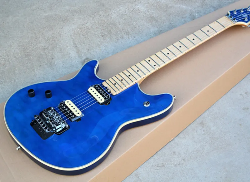 Varnish Blue Body Electric Guitar with Maple Fretboard,Double Rock
