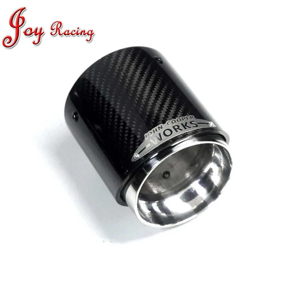 High Quality Glossy Carbon Fiber SUS304 Stainless Exhaust End Tip with JCW Logo 93mm Outlet for BMW MINI Cooper R55/R56/R60/R61