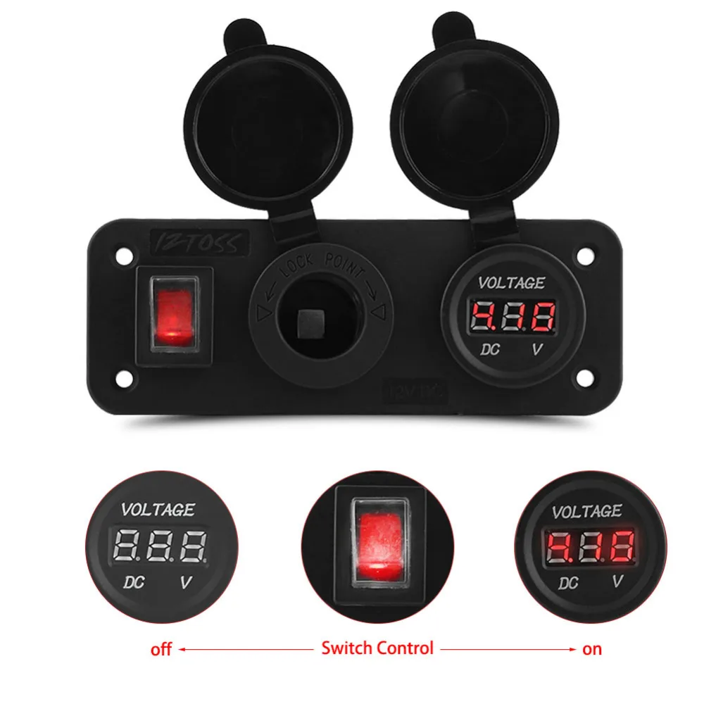 DC 12 24V Car Power Charger with Voltmeter Waterproof Socket Car Power