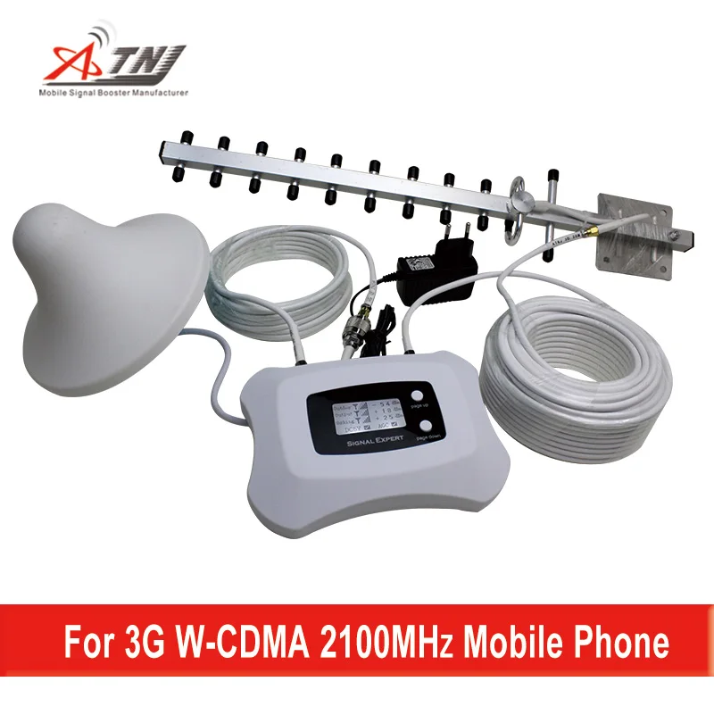 Full kit Intelligent LCD display 3G 2100MHZ WCDMA Repeater cellular signal booster amplifier 3g mobile Signal