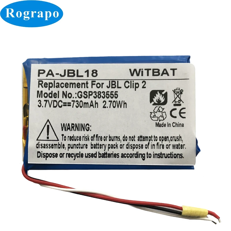 Сменный аккумулятор P044052 730 мАч для JBL Clip 2 AN CLIP2BLKAM CS056US GSP383555 динамик громкий