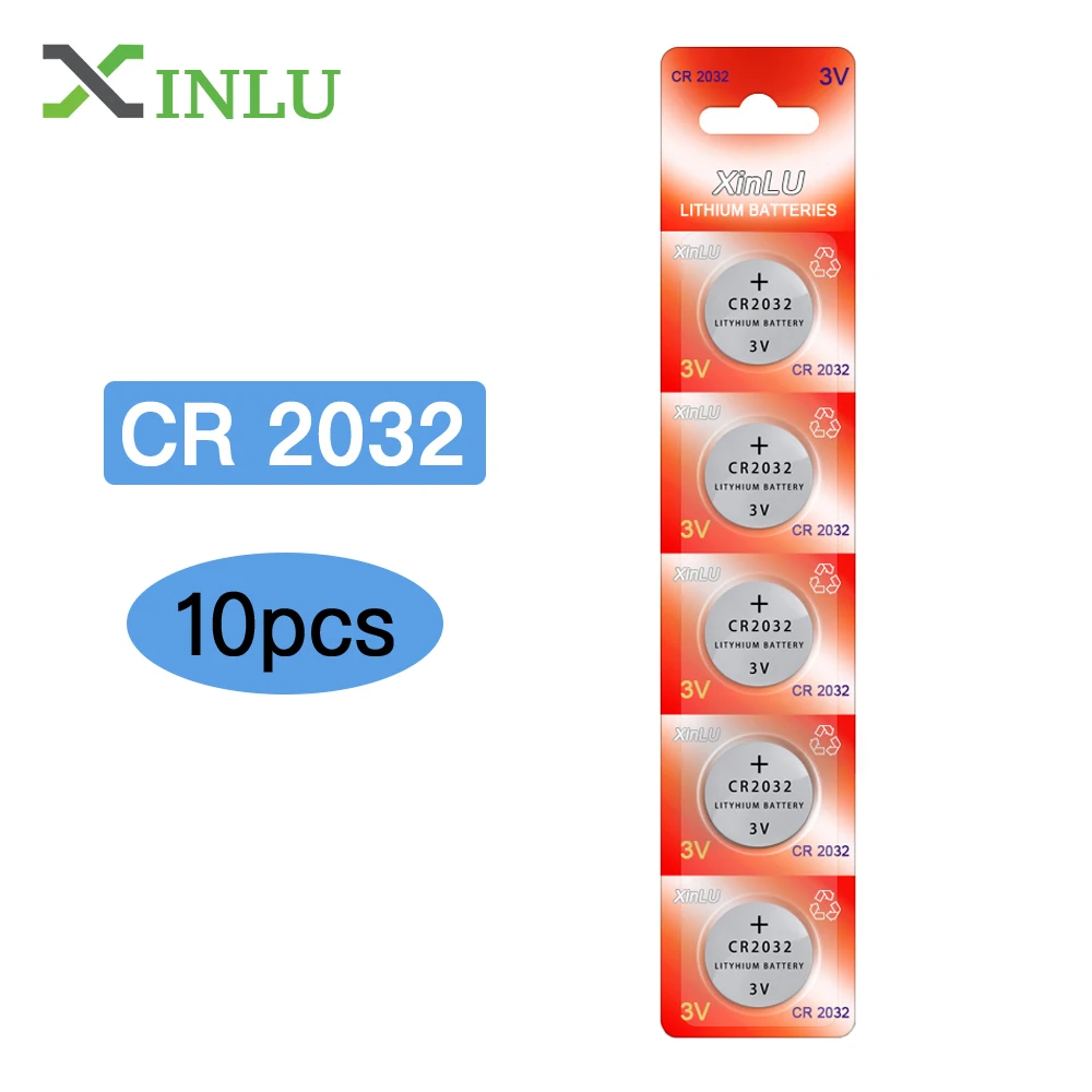 

10PCS/lot=2packs CR2032 DL2032 CR 2032 KCR2032 5004LC ECR2032 3V Lithium button cell coin Battery for watch,XINLU Brand Battery