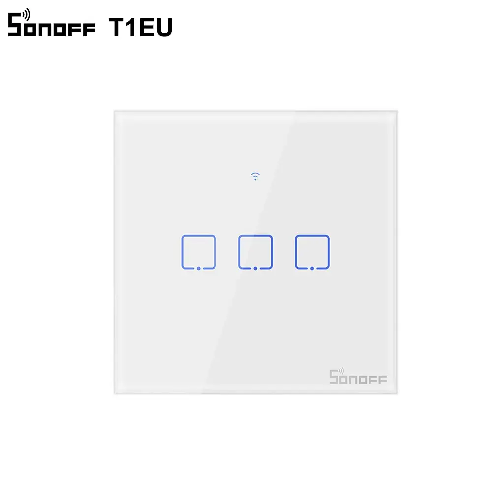 SONOFF T1EU Wifi Smart Switch Touch Screen Remote ON/OFF 1/2/3 Gang 433Mhz RF/Voice/APP/Touch Control 86 Type Smart Home TX