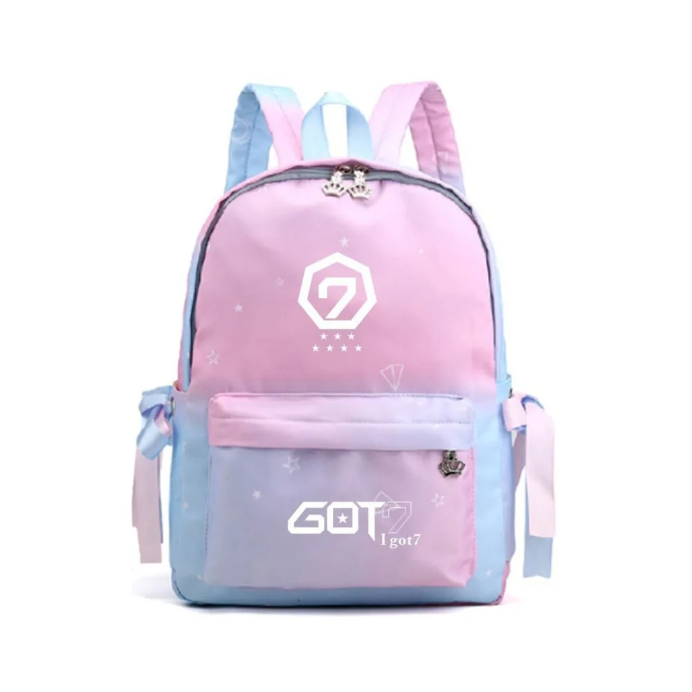 Корейский женский рюкзак Kpop GOT7 градиентного цвета с бантом и лентами милые