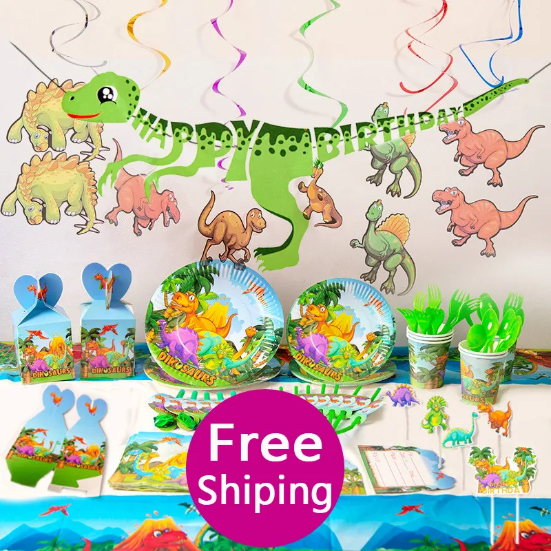 

81 PCs dinosaur party decoration for 20 children Dinosaur themed birthday party stuff Children's birthday party utensils