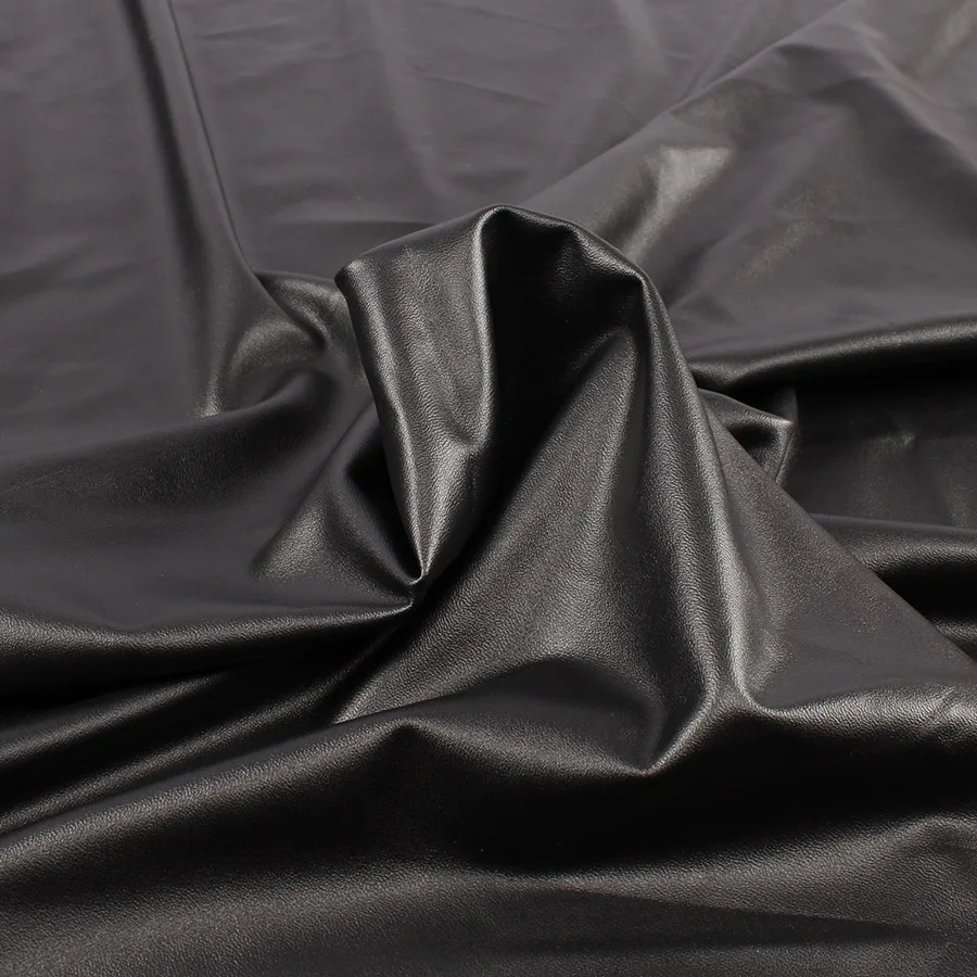 Высокая стрейч эластичный черный искусственная кожа pu ткань материал для одежды шорты вязать спандекс подложка