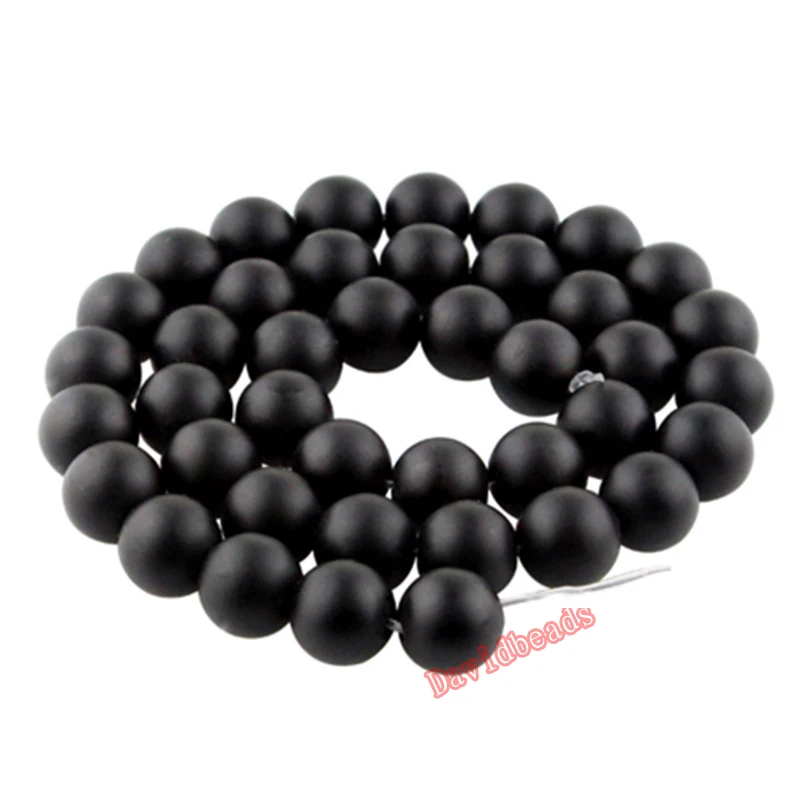 

5A Quality Black Frost Dull Polish Matte Onyx Agat Round natural Stone Beads 16" Strand 4 6 8 10 12 14MM For Jewelry Making