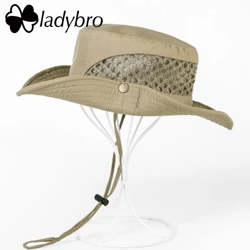 Ladybro Панама летняя мужская рыболовная шляпа дышащая широкая с защитой от