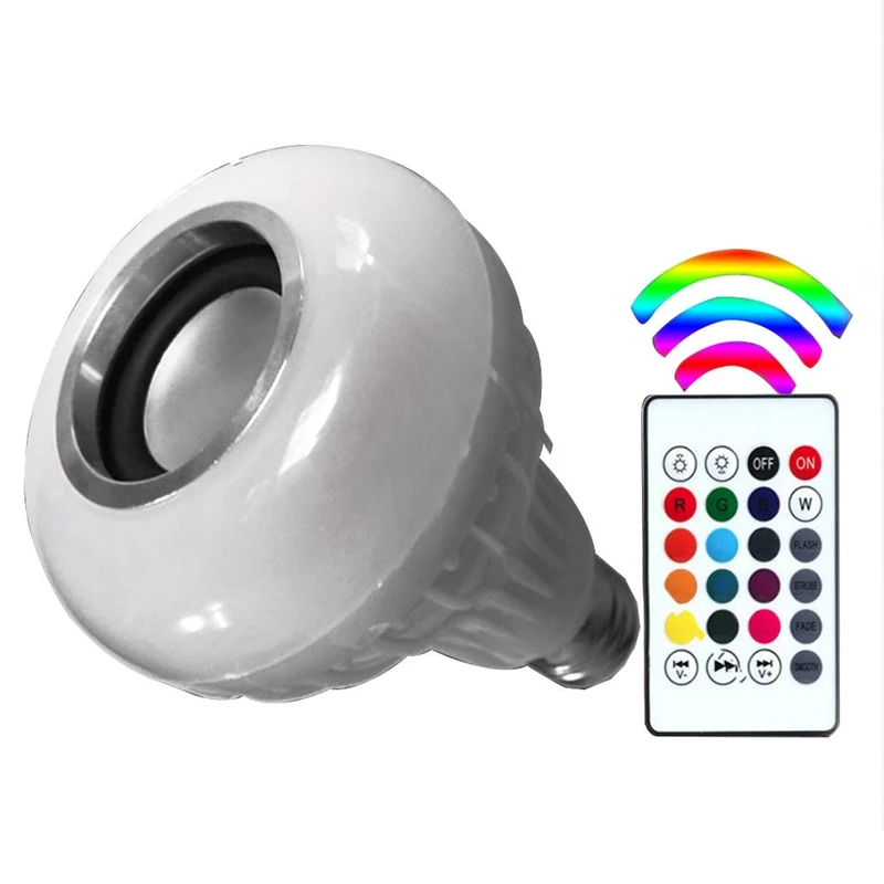 Smart RGB Wireless Bluetooth Speaker Bulb Music Playing Smart Dimmable LED Bulb E27 Base Lamp With 24 Keys Remote Control image_0