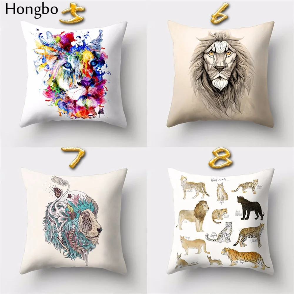Декоративный чехол для подушки Hongbo 1 шт. с мультяшными животными тигром леопардом