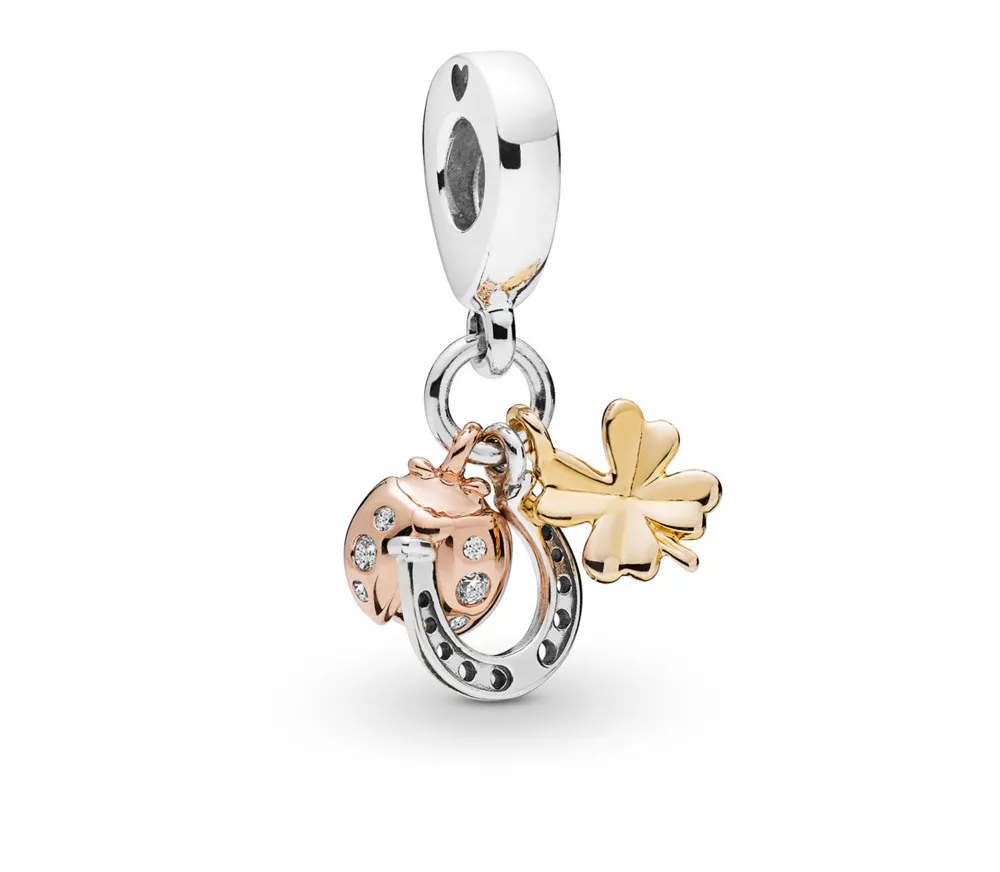 

Fanier 100% 925 Sterling Silver New 2019 Spring 797852cz Mixed Metal Tool, Trevo And Necklace Hanging Ladybug Cloth Diy