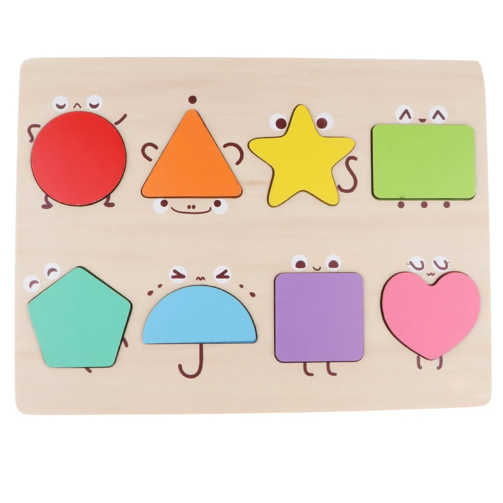 Wooden Geometric Block Board - Color & Shape Puzzle Baby Toddler Sorting & Stacking Game Early Developmental Toy