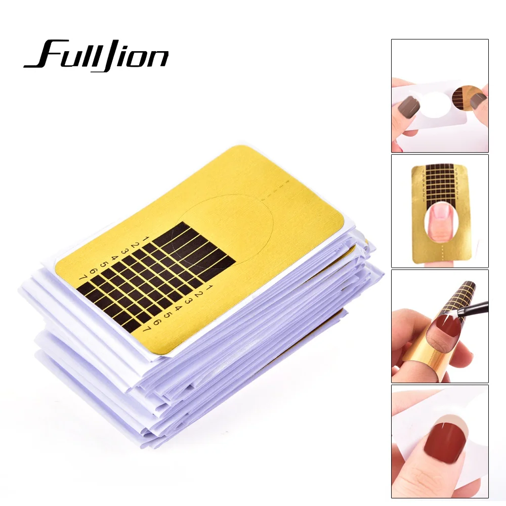 

Fulljion 100Pcs Nail Forms Acrylic Curve Nail Extension Stickers U Shape French Tips Guide Nail Form For Nail Polish Gel Guide