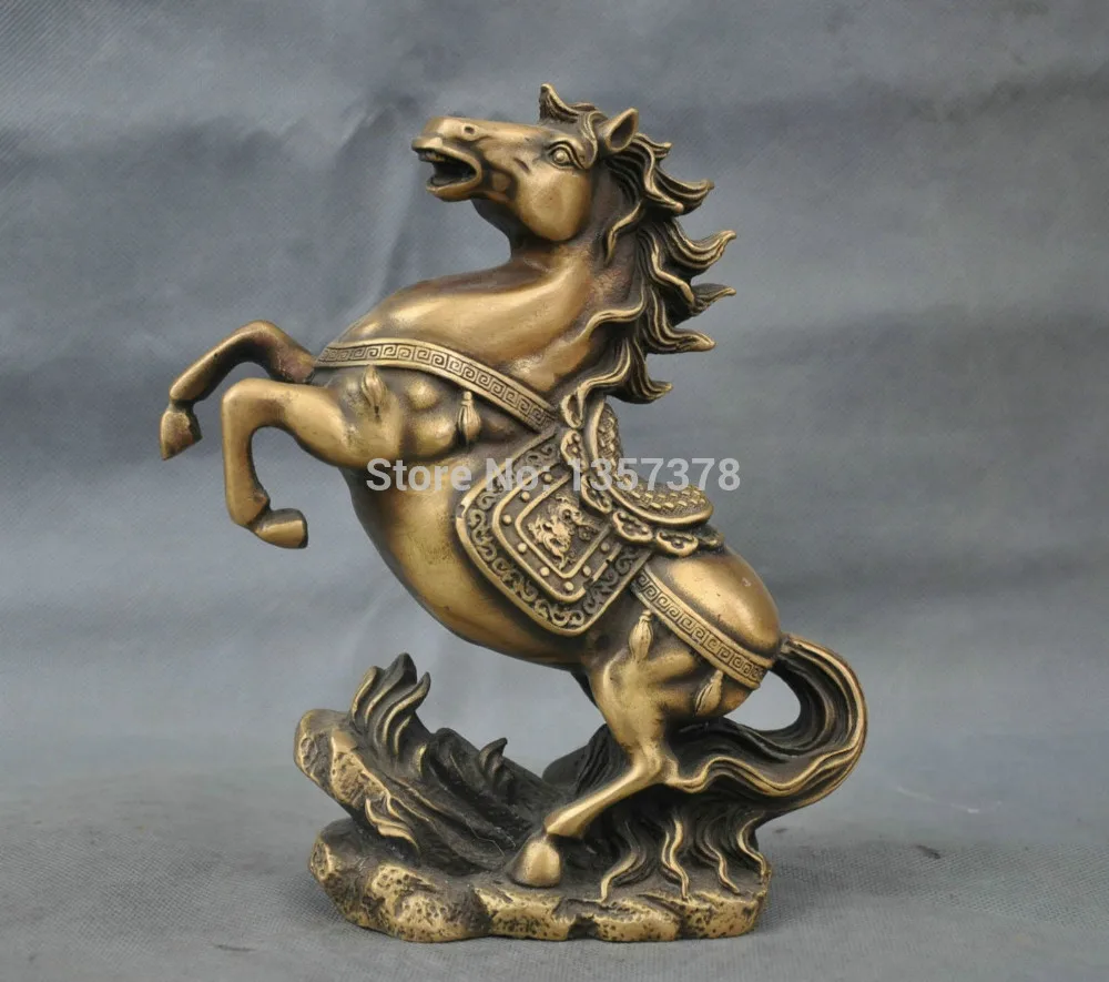shitou 00445 8'' China Feng Shui Pure Bronze Zodiac Horse Statuehorse