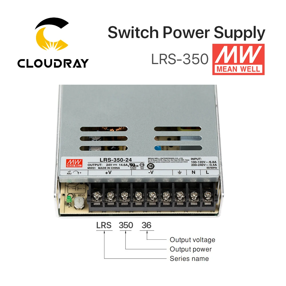 Meanwell LRS-350 potencia de conmutación fuente de alimentación de 12 V 24 V 36 V 48 V 350 W Original MW Taiwán marca LRS-350-24 - 3