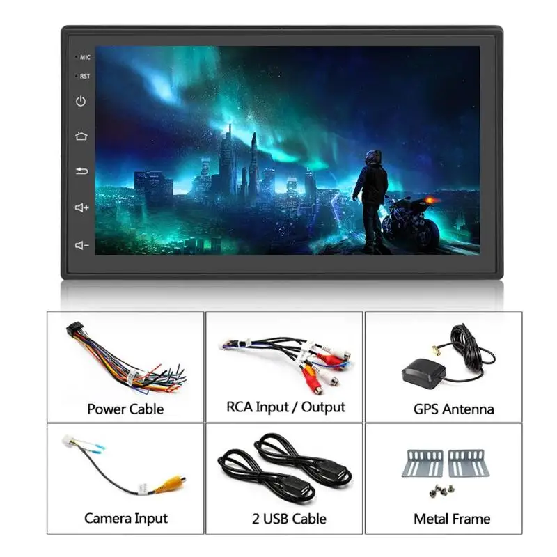 Sale 7in Car Stereo MP5 Player FM AM Radio Capacitive Touch Screen Android 8.1 BT Music GPS Auto Audio Player Mirrorlink Reverse Cam 17