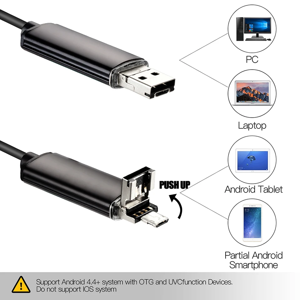 Wsdcam эндоскоп камера 7 мм 2 в 1 микро-usb; мини видеокамеры водостойкие 6 светодиодный бороскоп инспекции для Android Loptop