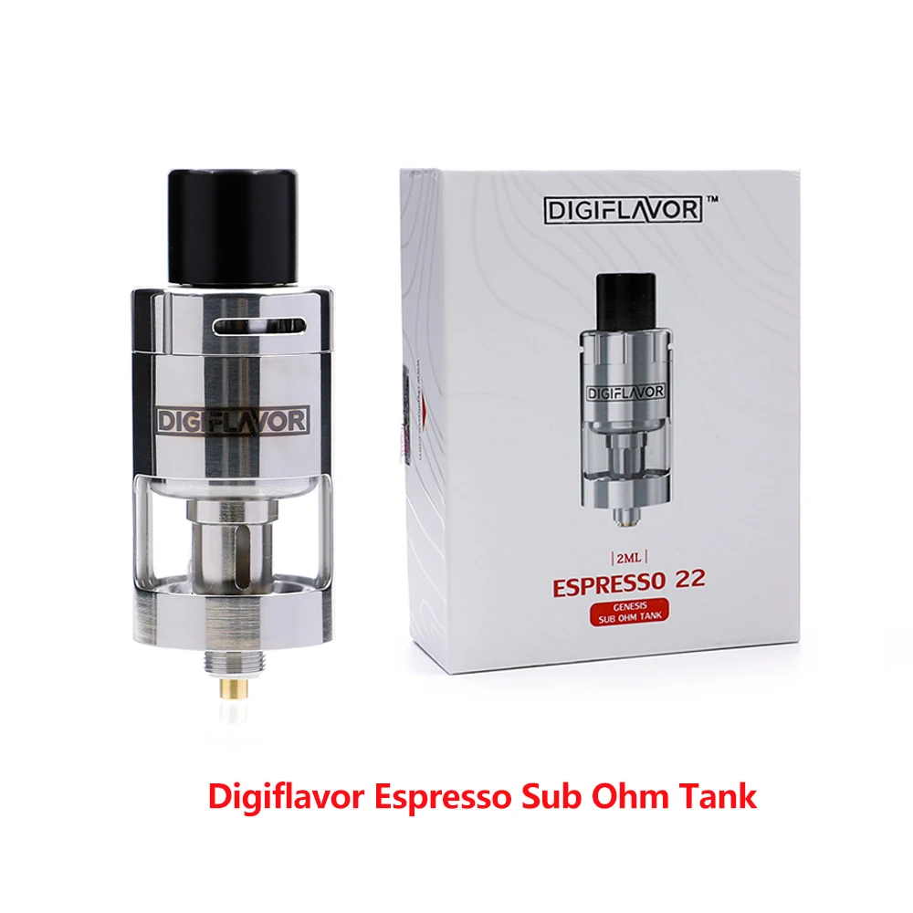 

5pcs Digiflavor Espresso Sub Ohm Tank 22mm Version adopts Genisis vertical coils with rebuildable cotton electronic cig Atomizer