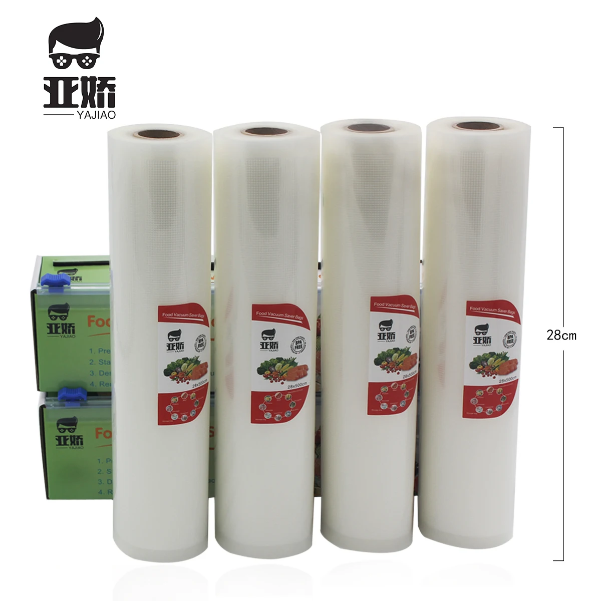 YAJIAO вакуумный упаковщик 28*500 см 4 рулона с коробкой для нарезки ножей вакуумного