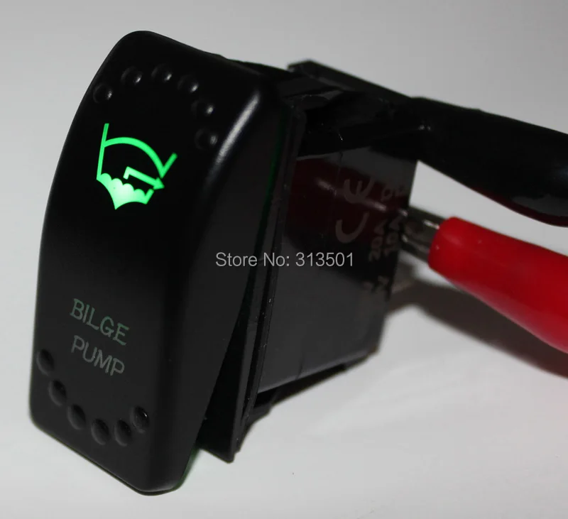 BILGE PUMP 3P SPST ON/OFF Green & Blue Led Light Rocker Switch 24V 12V