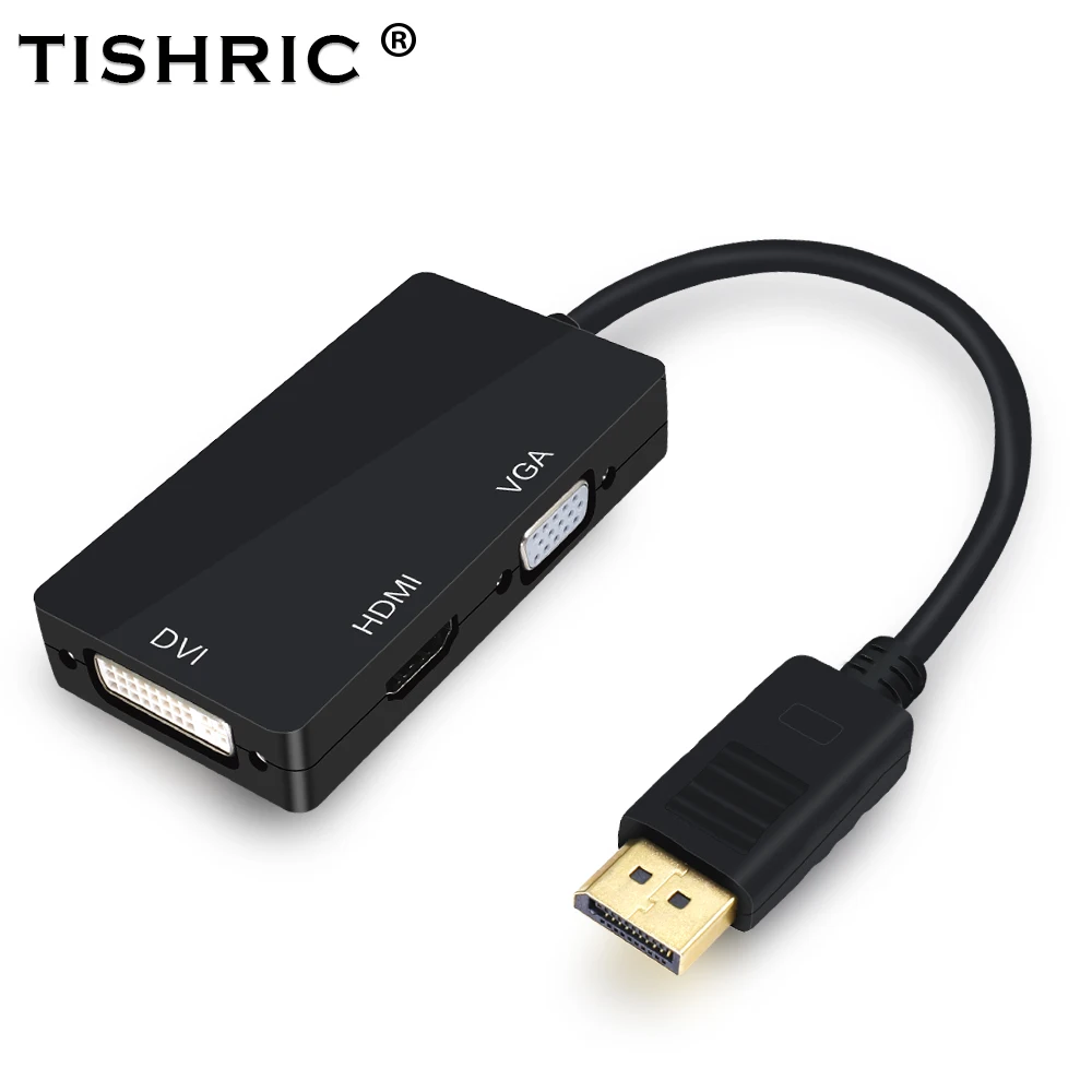 TISHRIC 3IN1 Дисплей Порты и разъёмы DP штекерным DVI HDMI VGA адаптер 3 5 мм конвертер кабель