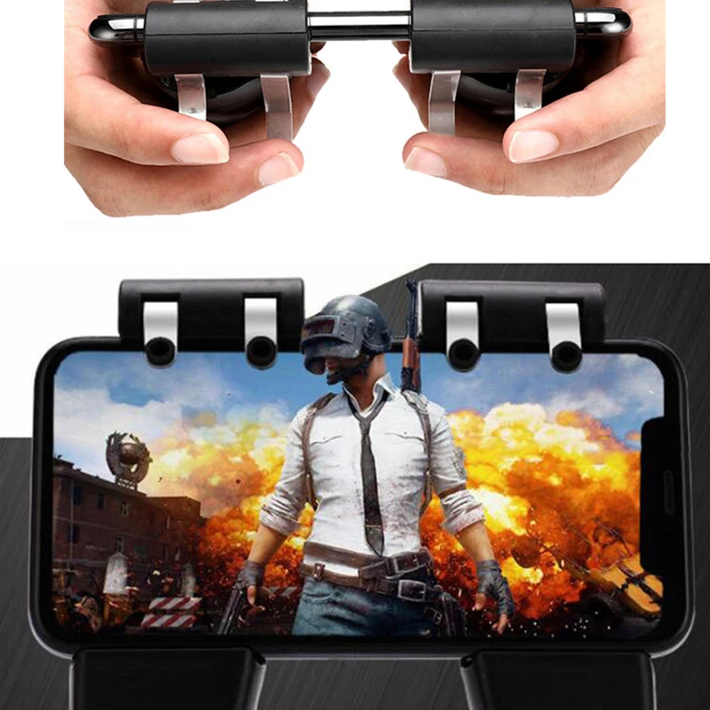 

Six-finger linkage Gaming Trigger Gamepad L1R1 Shooter Controller with Cooling Fan Mobile Game Fire Button For iphone Android