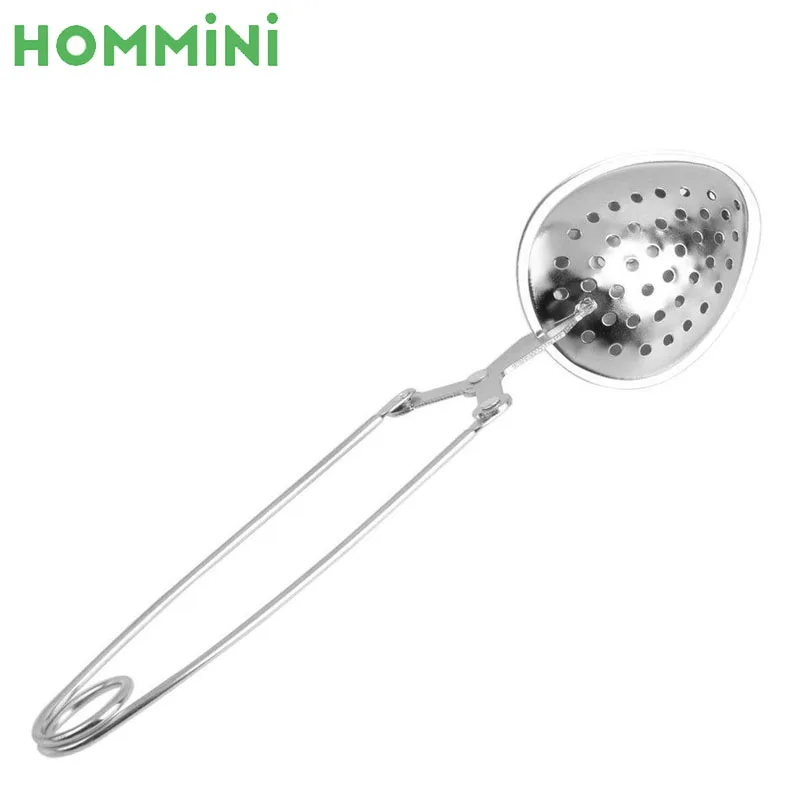 Stainless Steel Spoon Tea Ball Herb Mesh Infuser Filter Squeeze