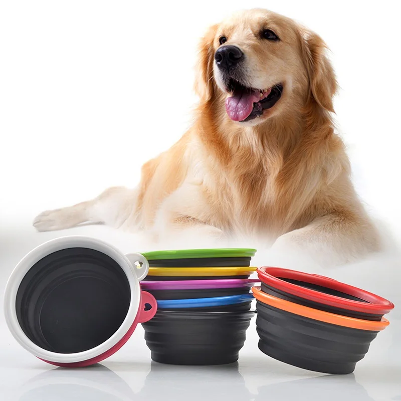 Newest 2018 Black Silicone Dog Bowl Foldable And Portable Dog Travel