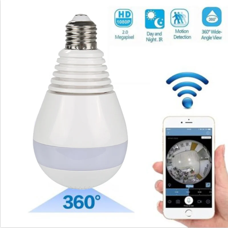 

Light Bulb Camera Wireless Camera Wifi 960P Panoramic FishEye Home 360 Degree Night Vision Video Camera