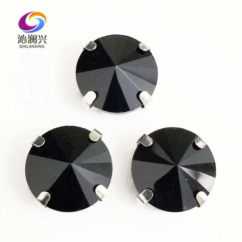

Black round shape Silver bottom AAA Glass Crystal sew on stones,loose claw rhinestones,Diy/Clothing accessories SWR02