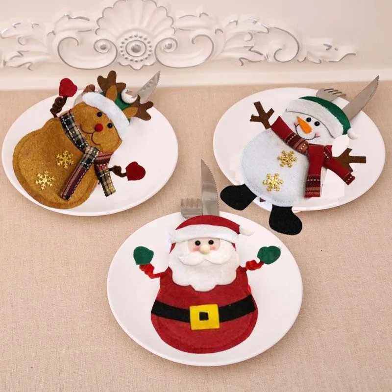 

MEIDDING Christmas Party Fork Knife Bags Pouch Pocket Tableware Dinner Cutlery Decor Santa Claus Deer Navidad 2019 Ornaments