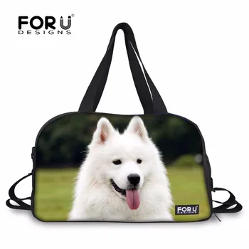 

FORUDESIGNS Sports Bags for Fitness Gym Bag Yoga Mat Handbag Cute Samoyed Dog Printg Outdoor Training Shoulder Bag Waterproof
