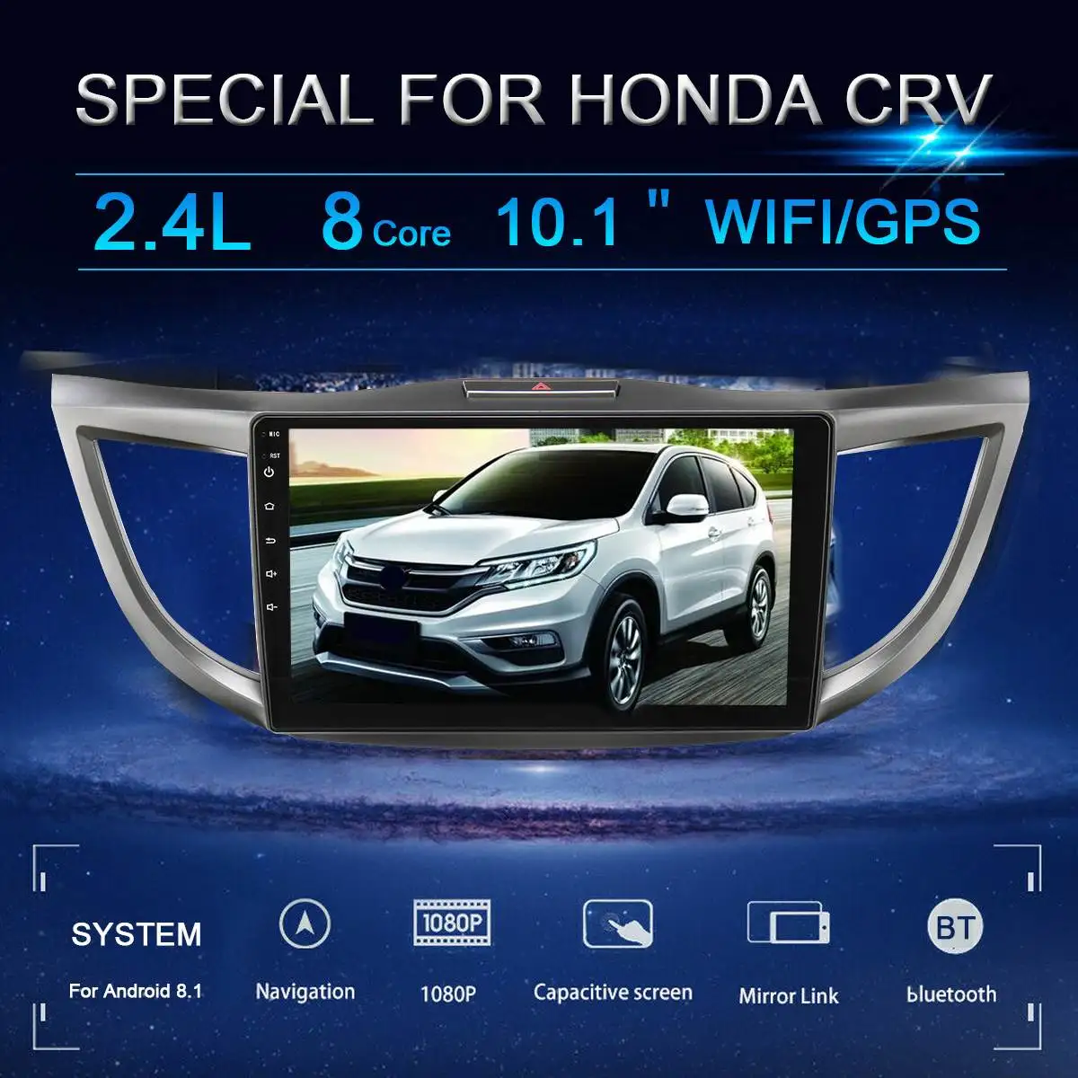 

10.1" IPS Android 8.1 8Core WIFI Car Radio Multimedia Audio Player Navigation GPS Stereo AUX For Honda CRV 2012 2013 2014 2015