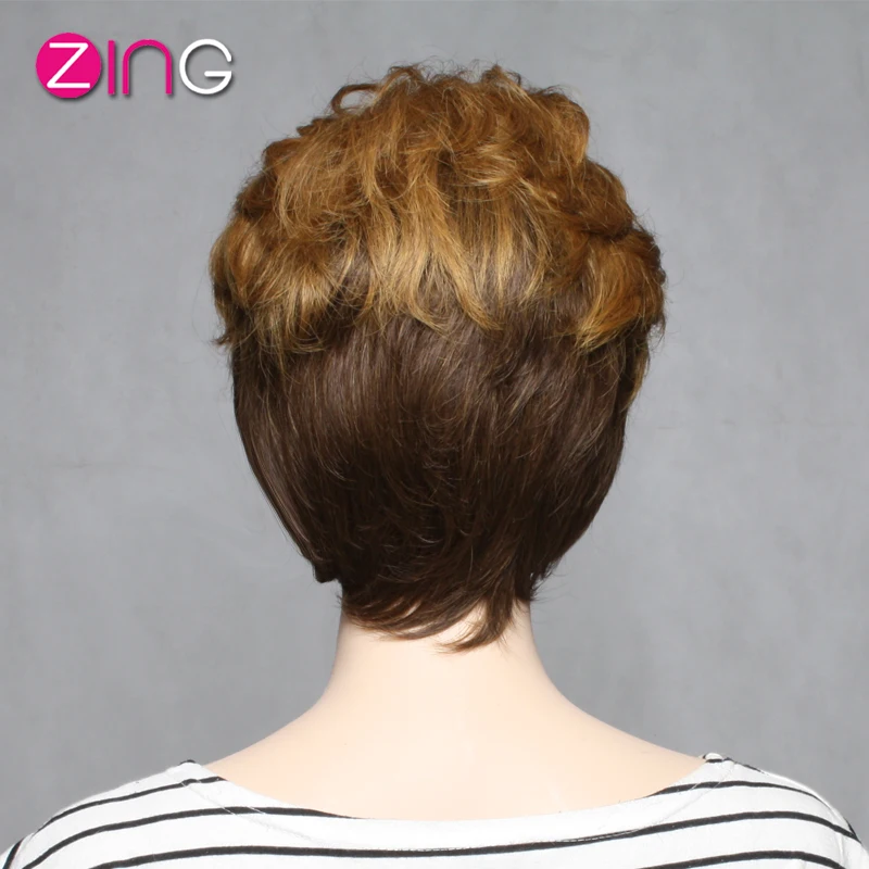 Zing Hair Ombre Wig Dark Brown And Light Brown Color Cute Short