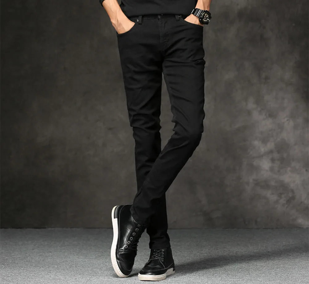 AudWhale мужские Стрейчевые обтягивающие черные джинсы, повседневные длинные джинсовые штаны для офиса, мужские джинсы, комбинезон