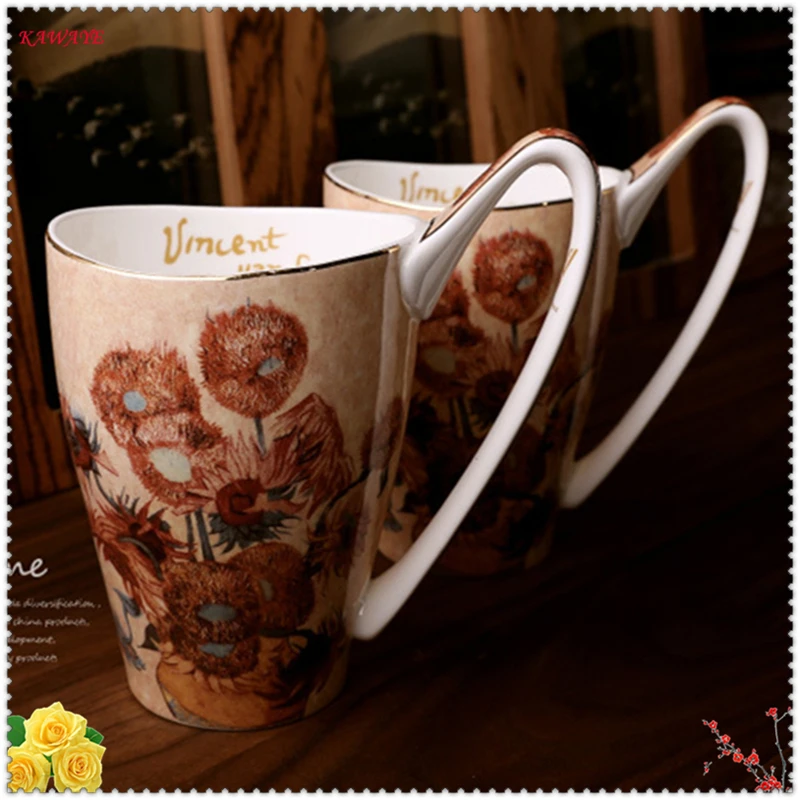 1 шт., керамическая кофейная чашка, фарфоровая чашка из костяного фарфора, чашка для послеобеденного чая, кружки, большая емкость, ретро подарок для пары, кружки 5ZDZ316