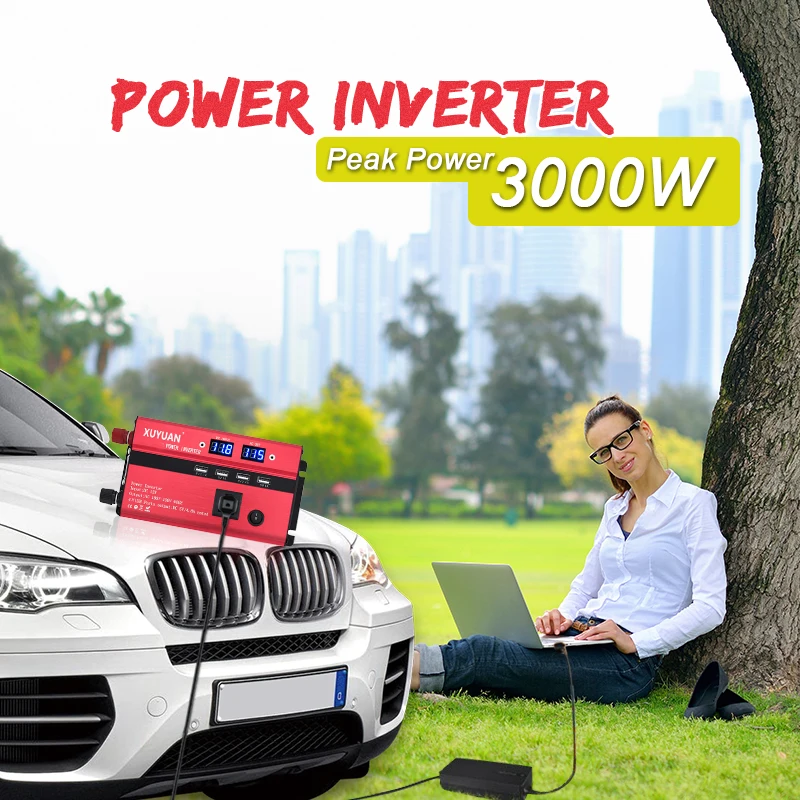 VicTsing Car Power Inverter DC 24V to AC 220V 3000W Inverter Pure Sine 4 USB Ports 1 Socket Power Inverter Charger 12V to 220V   (7)